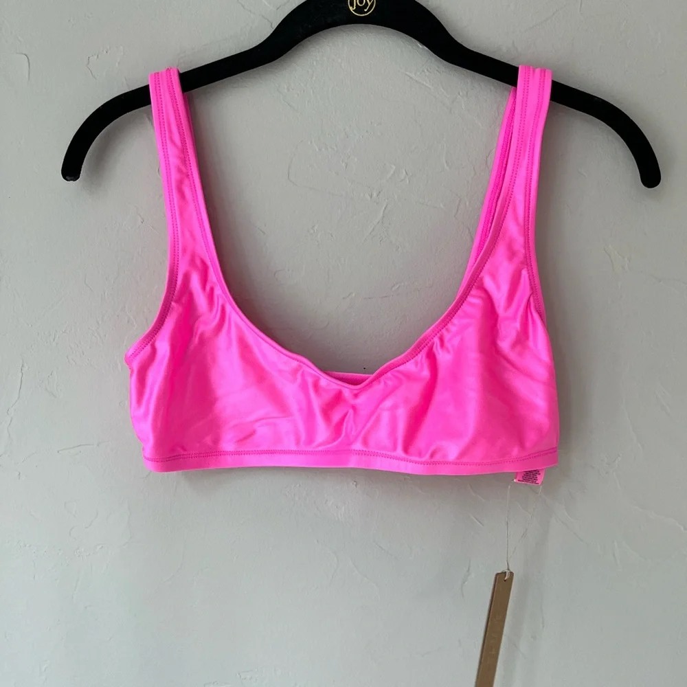 SKIMS Pink Shine Scoop Neck Bikini Top